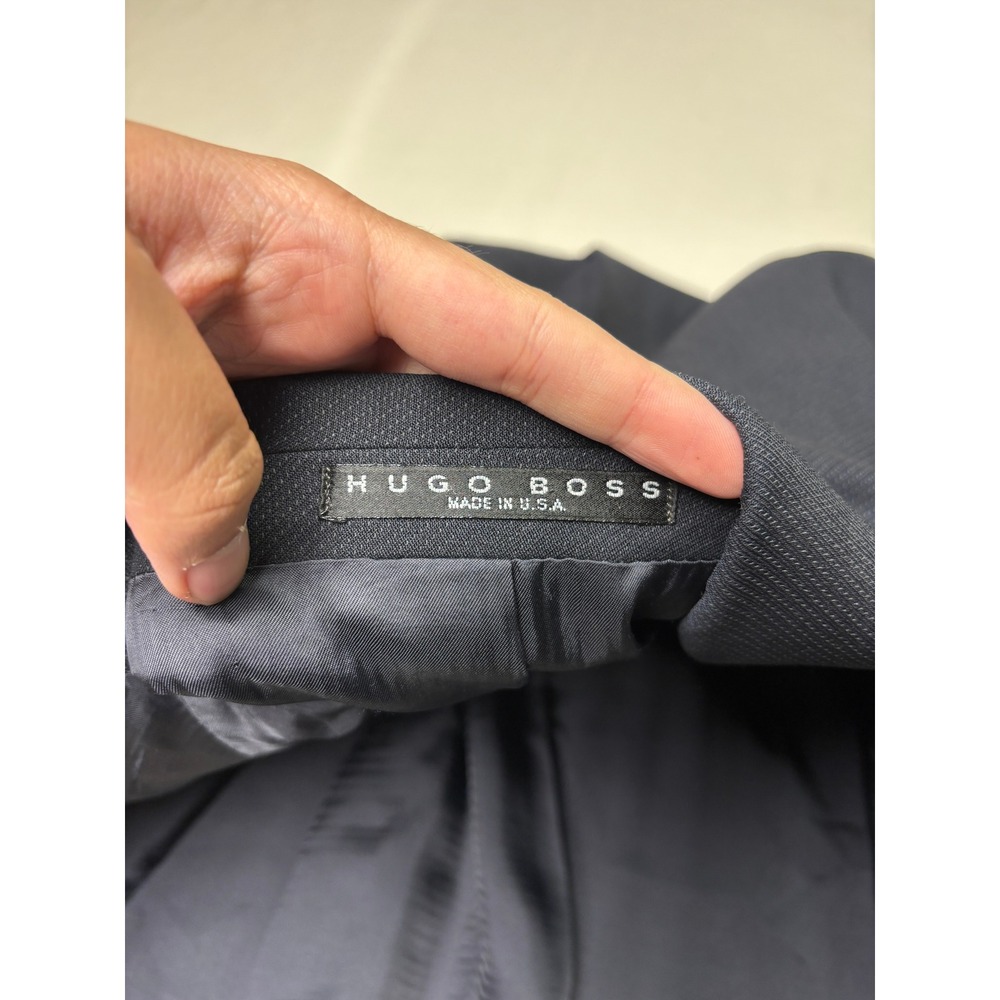 Hugo Boss Mens 46R Double Breasted Blazer Navy Blue Virgin Wool Celsius Omega - Picture 5 of 15
